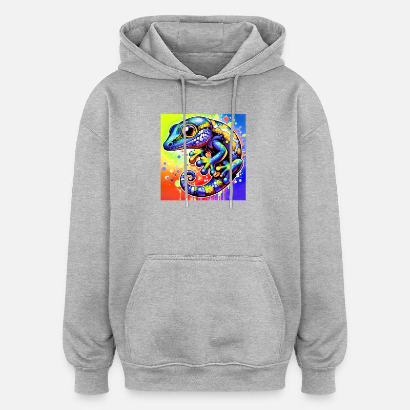 Gecko - Sweat à capuche oversize unisexe - gris chiné