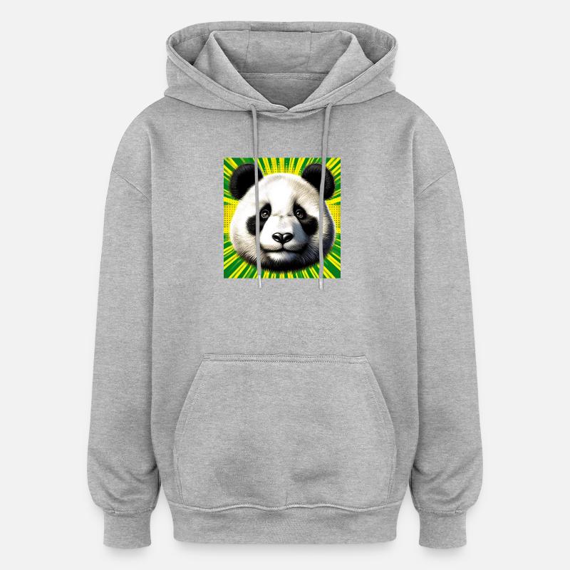 panda - Sweat à capuche oversize unisexe - gris chiné