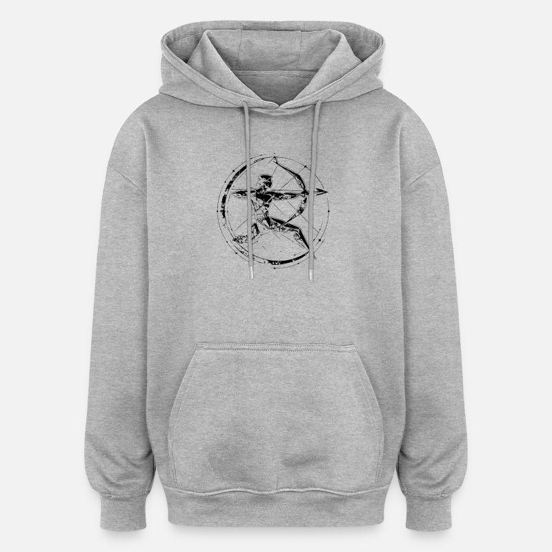 Signe du Sagittaire – But & Liberté - Sweat à capuche oversize unisexe - gris chiné