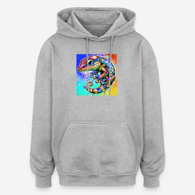 Gecko - Sweat à capuche oversize unisexe - gris chiné