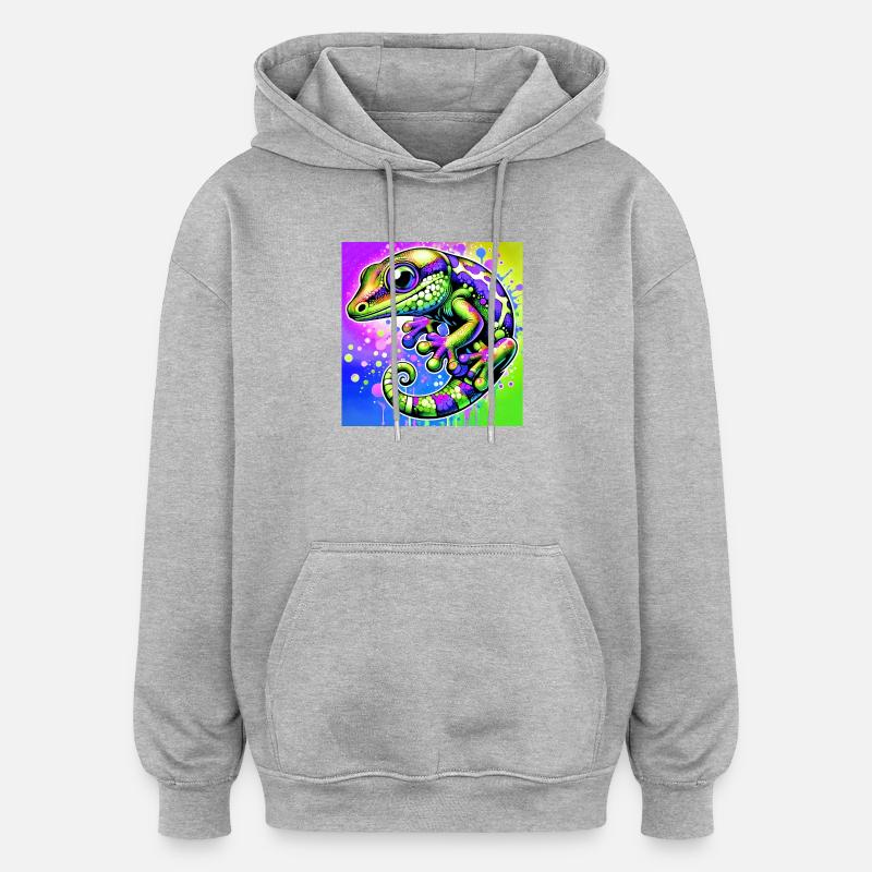 Gecko - Sweat à capuche oversize unisexe - gris chiné