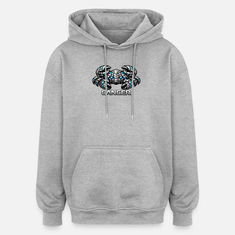 Cancer - Sweat à capuche oversize unisexe - gris chiné