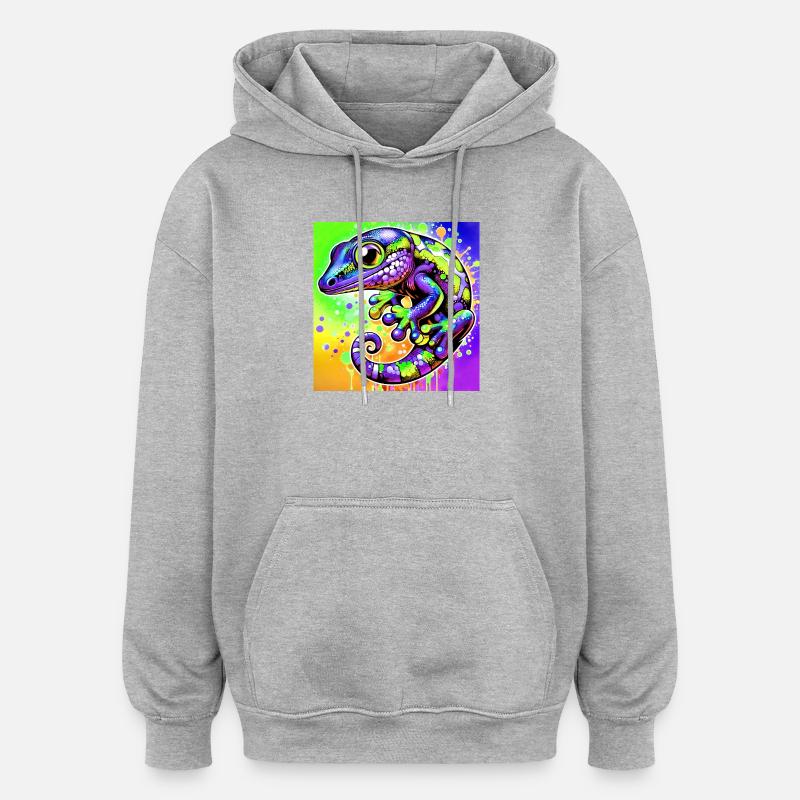 Gecko - Oversized Unisex Hoodie - Grau meliert