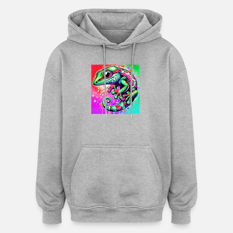 Gecko - Sweat à capuche oversize unisexe - gris chiné