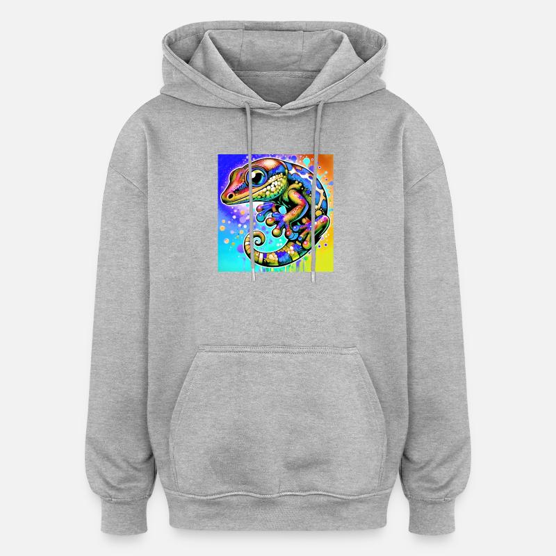 Gecko - Sweat à capuche oversize unisexe - gris chiné