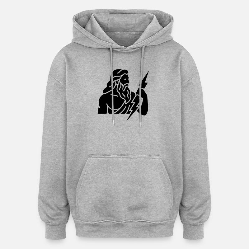 Zeus - Sweat à capuche oversize unisexe - gris chiné