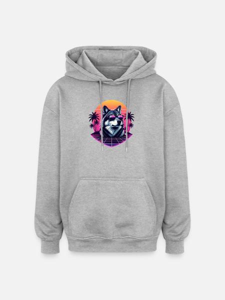 Husky Vapo Neon Sunset - Oversized Unisex Hoodie - heather grey