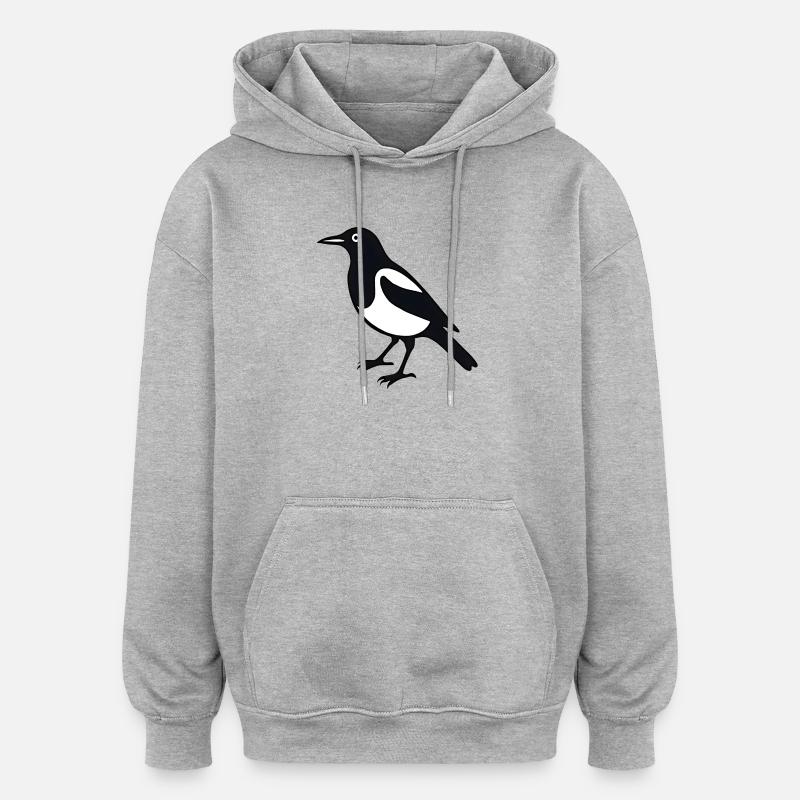 Pie Bird - Sweat à capuche oversize unisexe - gris chiné