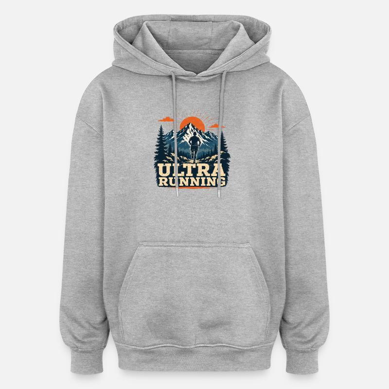 Ultra Running - Sweat à capuche oversize unisexe - gris chiné
