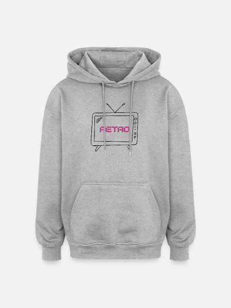 Retro-Neon-Glitch - Oversized Unisex Hoodie - Grau meliert