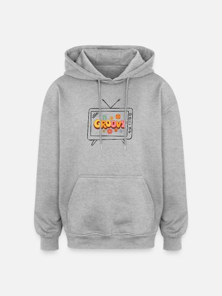 Groovy Floral 70s Bubble Letters - Oversized Unisex Hoodie - heather grey