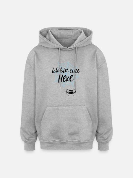Ich bin eine Hexe - Oversized Unisex Hoodie - Grau meliert