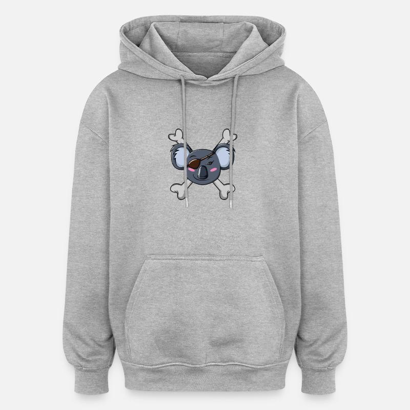 Pirate Koala - Sweat à capuche oversize unisexe - gris chiné