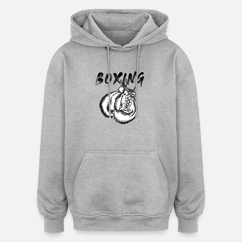 Boxe - Sweat à capuche oversize unisexe - gris chiné