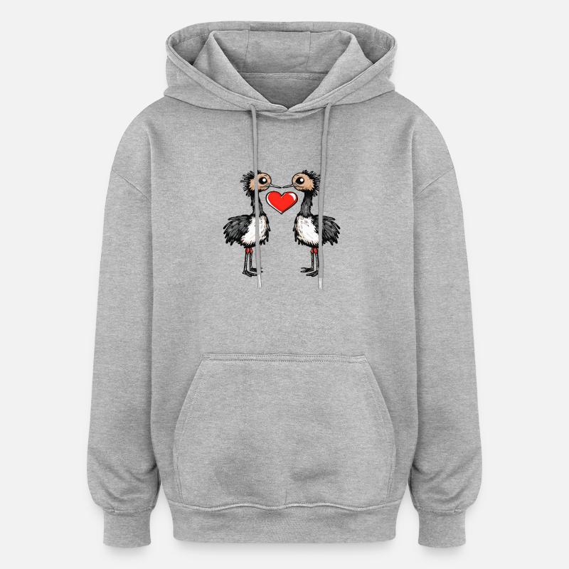 Bouquet Couple Saint-Valentin - Sweat à capuche oversize unisexe - gris chiné