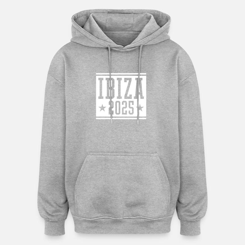 Ibiza 2025 - Sweat à capuche oversize unisexe - gris chiné