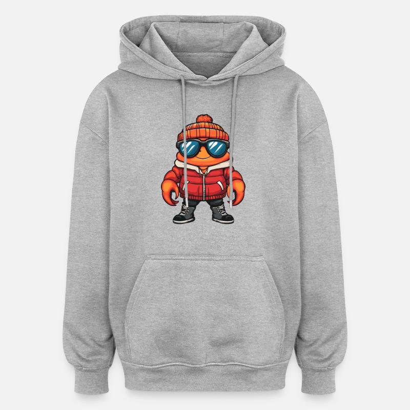 Krebs Krabbe Winter Comic - Oversized Unisex Hoodie - Grau meliert