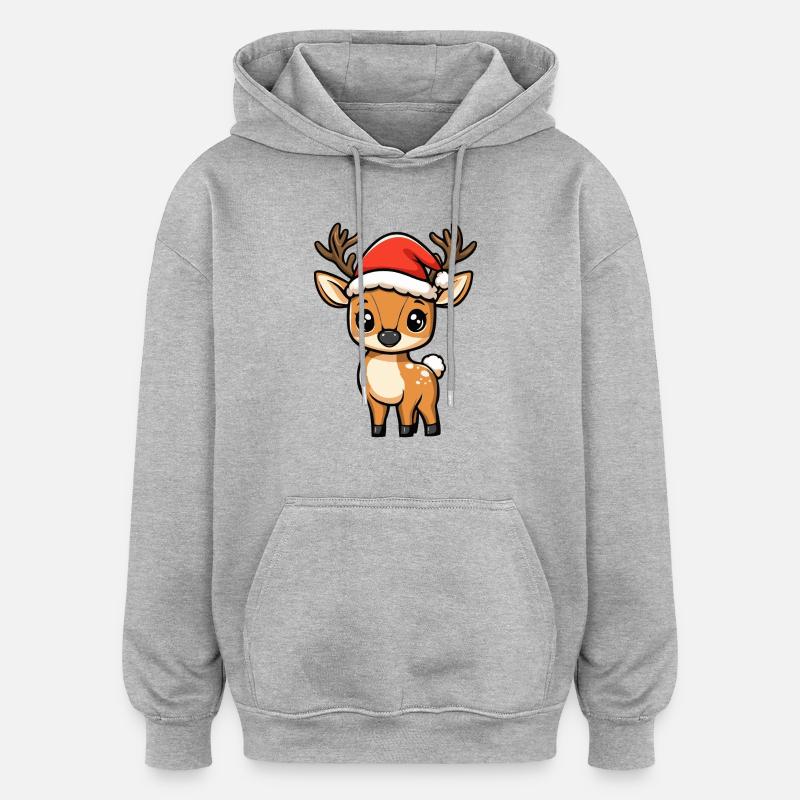 Noël du cerf - Sweat à capuche oversize unisexe - gris chiné