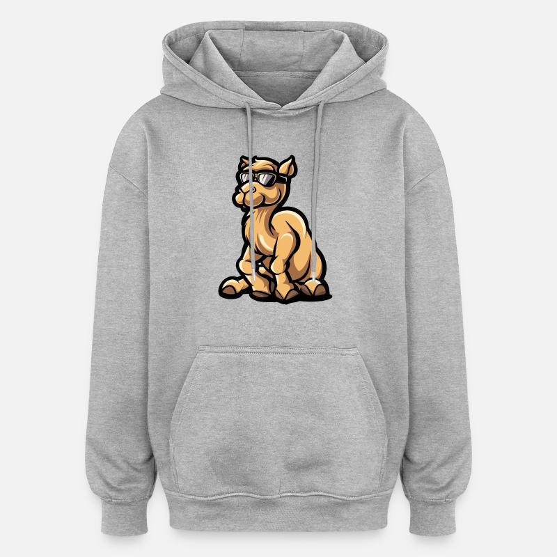 Kamel Comic Cool - Oversized Unisex Hoodie - Grau meliert