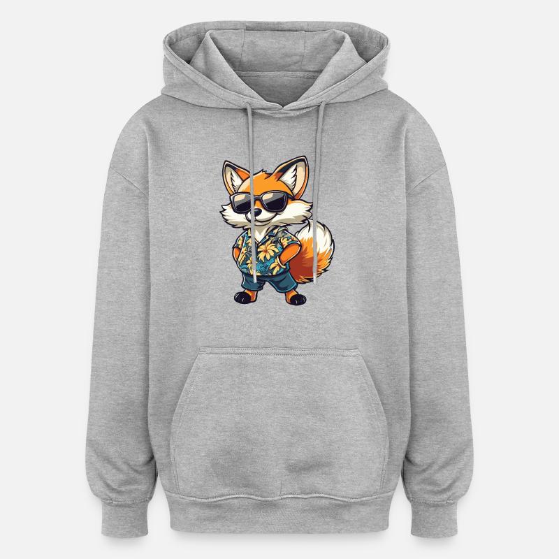 Fuchs Comic Lustig Sommer - Oversized Unisex Hoodie - Grau meliert