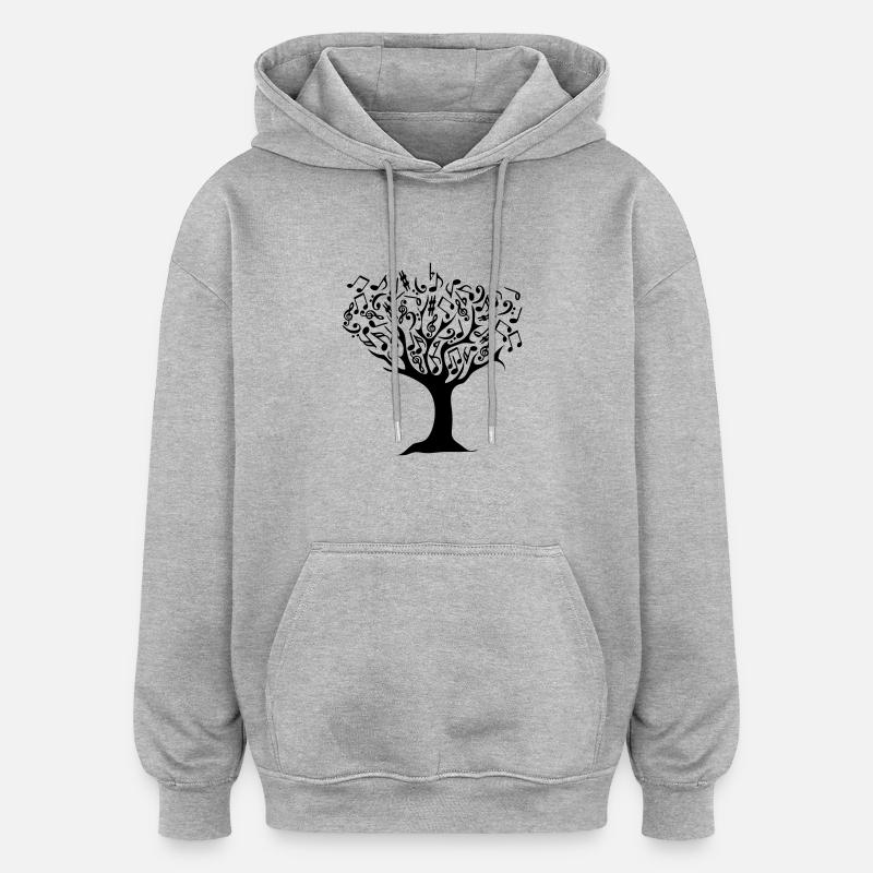 Arbre notes - Sweat à capuche oversize unisexe - gris chiné