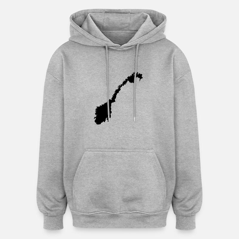 norway map - Sweat à capuche oversize unisexe - gris chiné