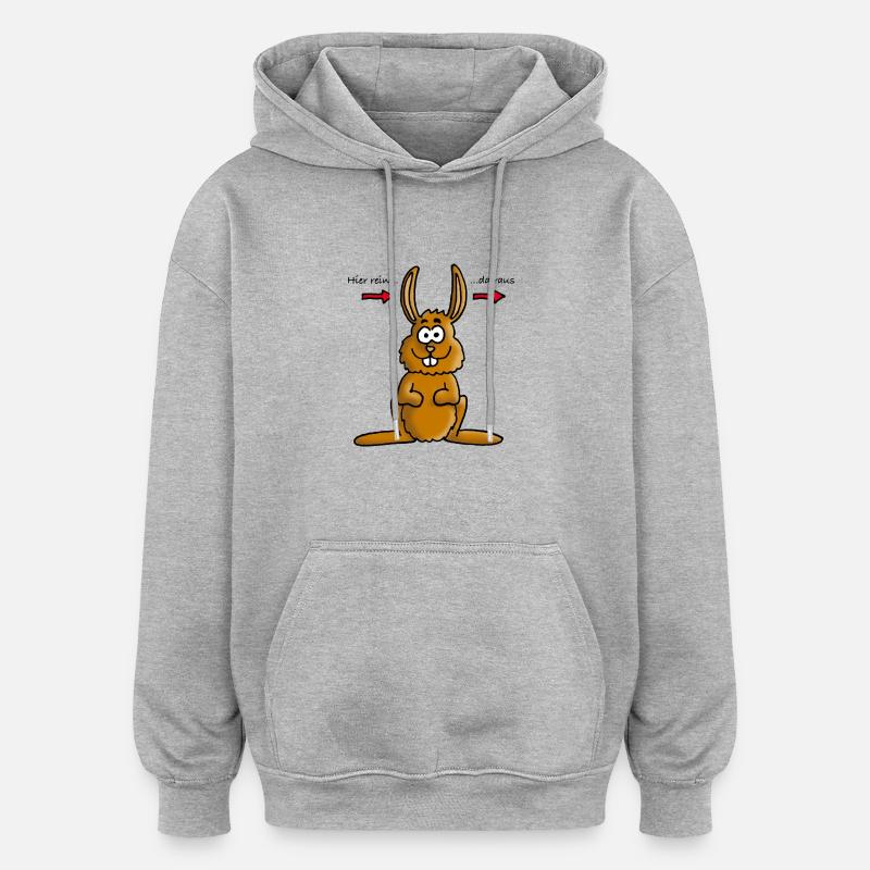 hase_02_b - Sweat à capuche oversize unisexe - gris chiné