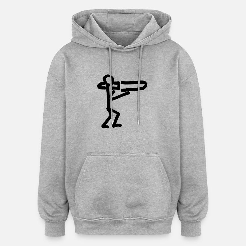 Musikant mit Posaune - Oversized Unisex Hoodie - Grau meliert