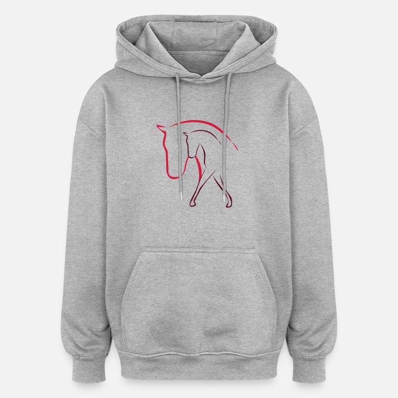 Pferd - Oversized Unisex Hoodie - Grau meliert