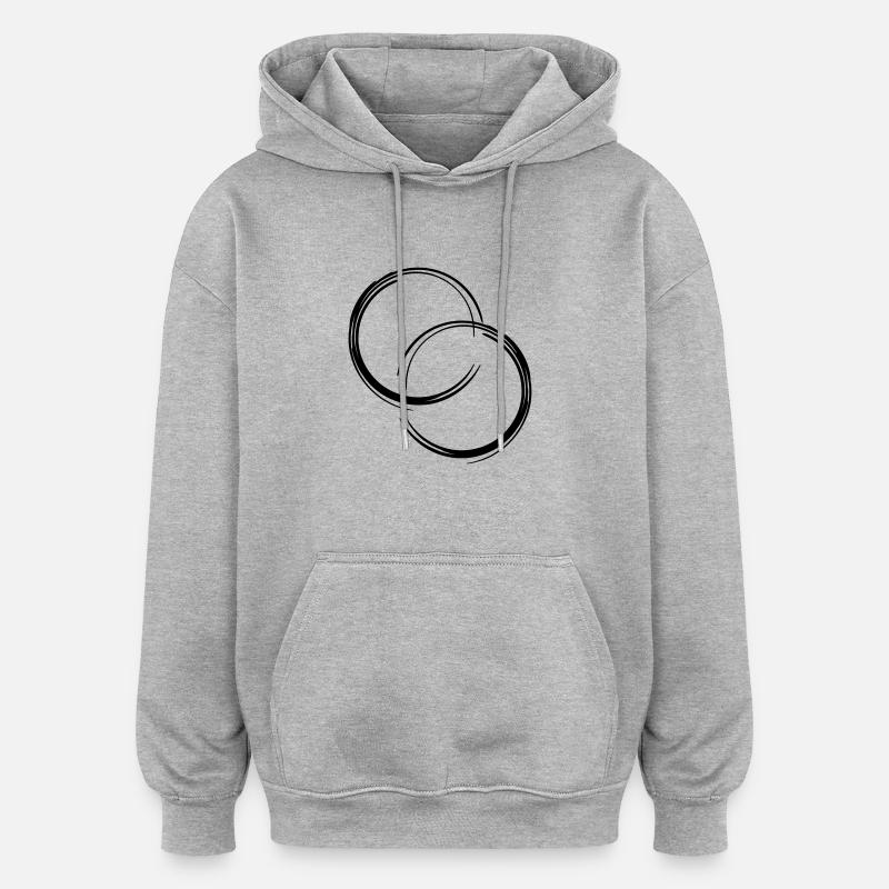 Circles - Sweat à capuche oversize unisexe - gris chiné