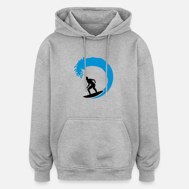 Surf - Sweat à capuche oversize unisexe - gris chiné