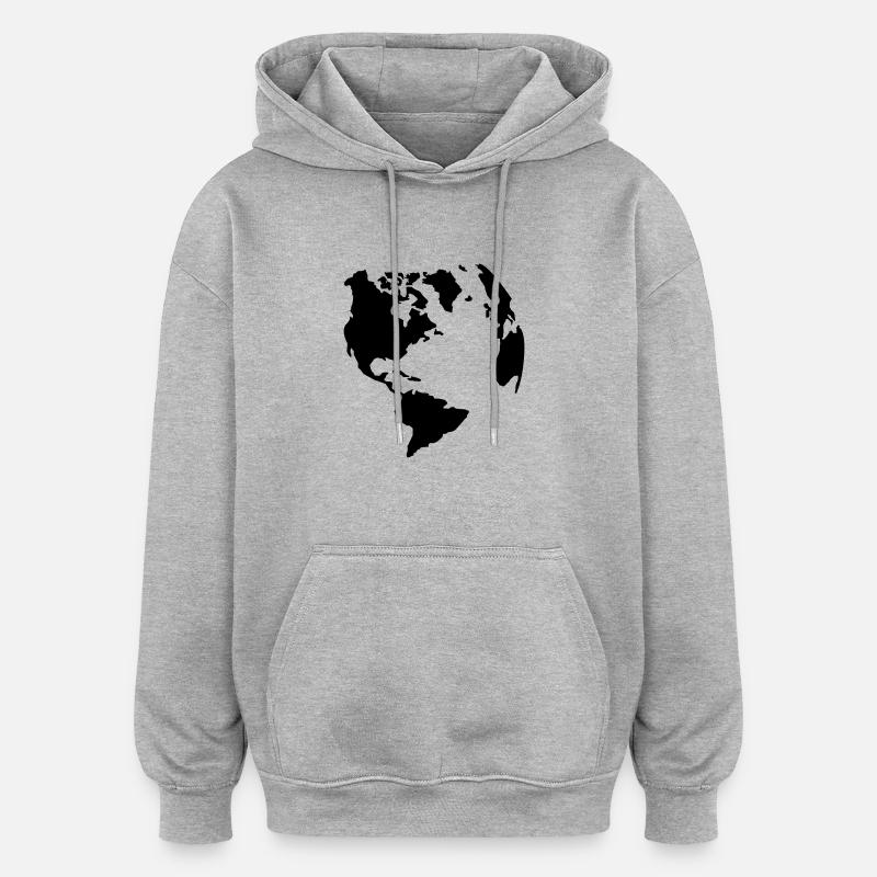 Monde - Sweat à capuche oversize unisexe - gris chiné