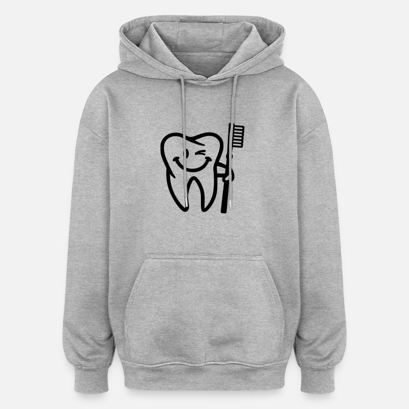 Zahn - Oversized Unisex Hoodie - Grau meliert