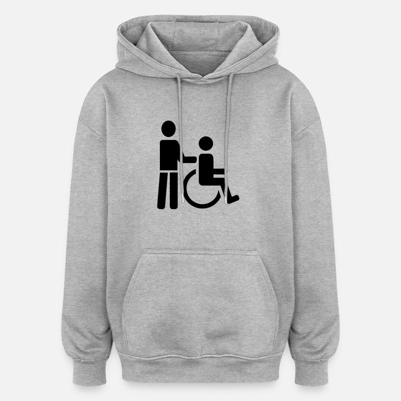 Rollstuhl - Oversized Unisex Hoodie - Grau meliert