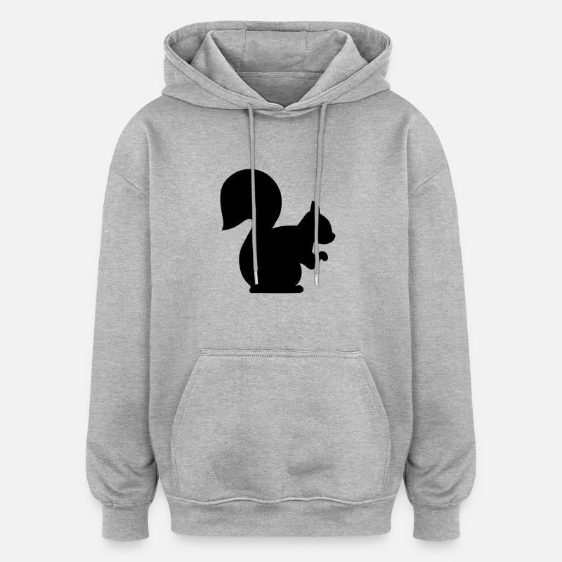 Ecureuil - Sweat à capuche oversize unisexe - gris chiné
