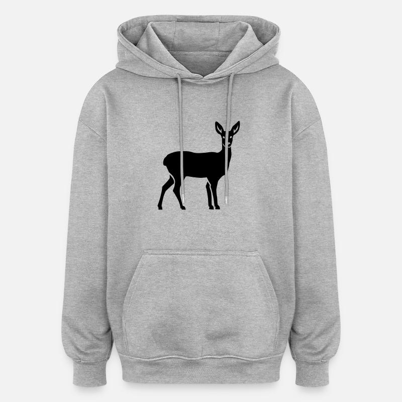 Chevreuil - Sweat à capuche oversize unisexe - gris chiné