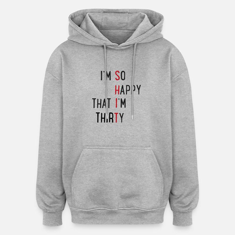 30e anniversaire - Sweat à capuche oversize unisexe - gris chiné