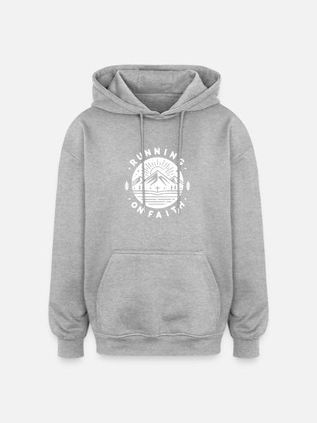 Running on Faith - Oversized Unisex Hoodie - heather grey