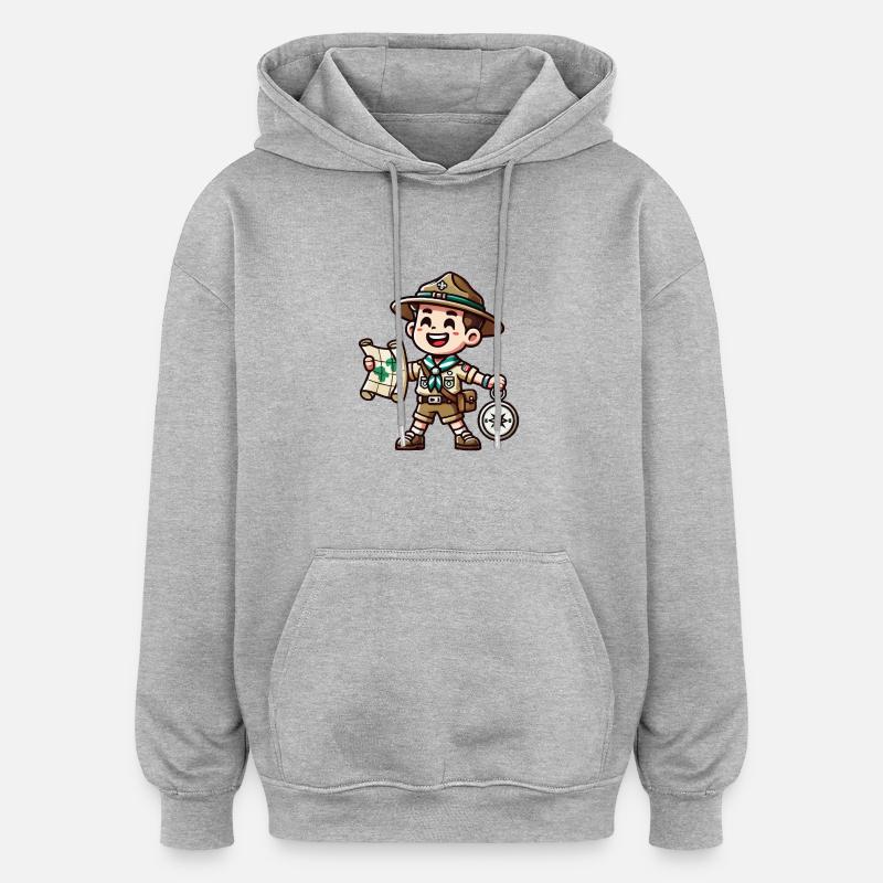 Pfadfinder Comic - Oversized Unisex Hoodie - Grau meliert