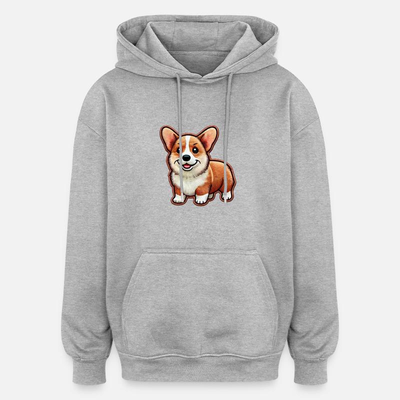 Corgi - Sweat à capuche oversize unisexe - gris chiné