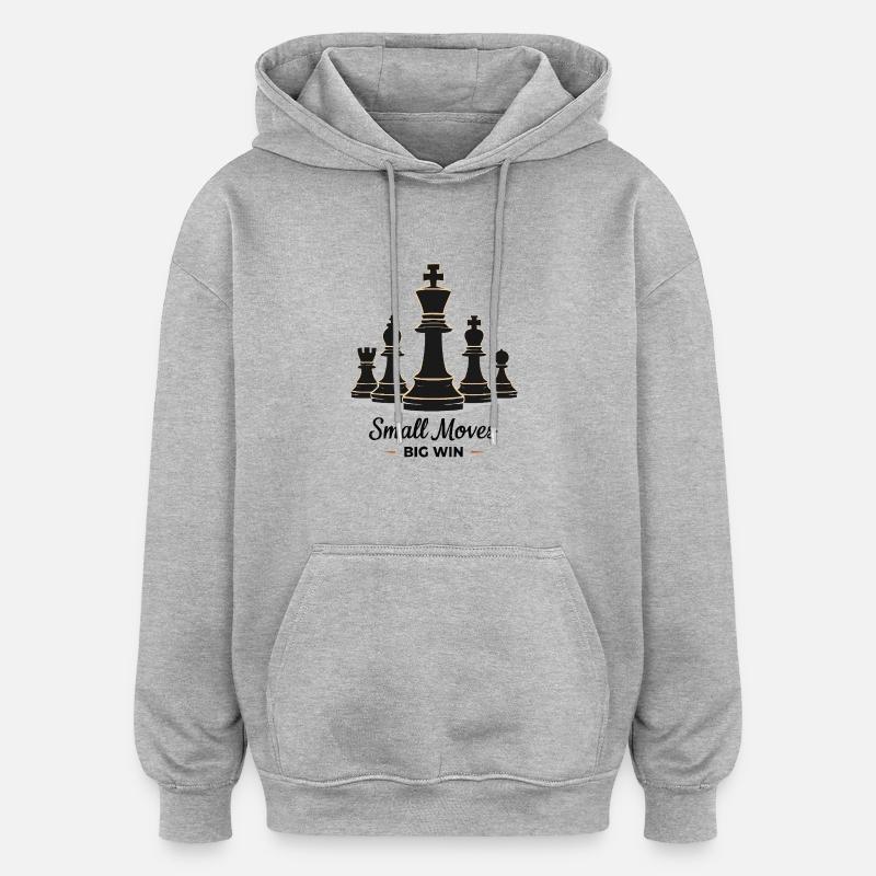 Échecs petits coups Grande victoire - Sweat à capuche oversize unisexe - gris chiné