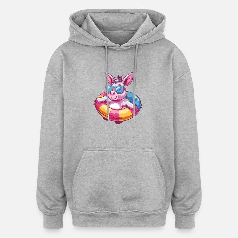 Âne Bande Dessinée Cool - Sweat à capuche oversize unisexe - gris chiné