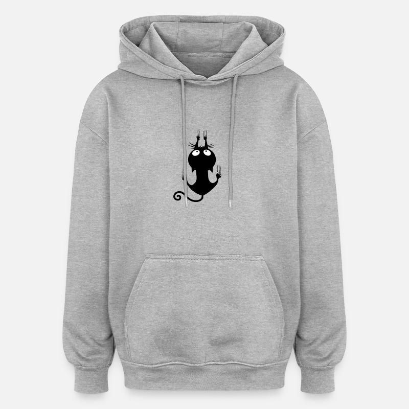 Chat grimpeur Halloween - Sweat à capuche oversize unisexe - gris chiné