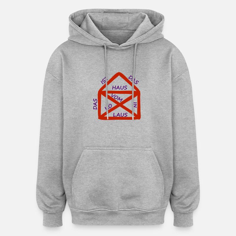 C'est la maison de Saint-Nicolas - Sweat à capuche oversize unisexe - gris chiné