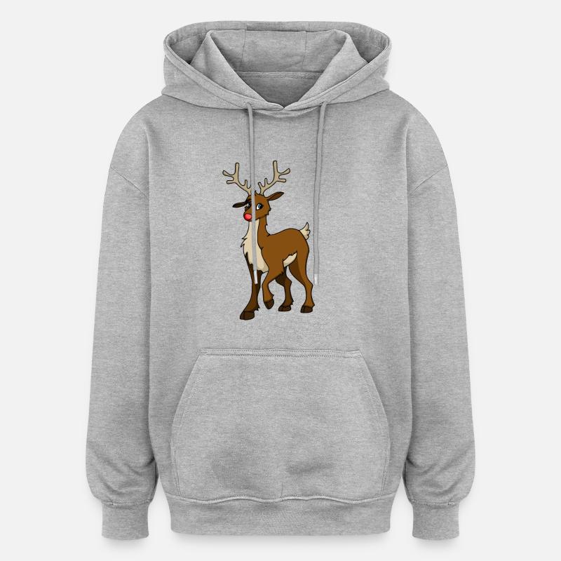 Rudolph - Sweat à capuche oversize unisexe - gris chiné