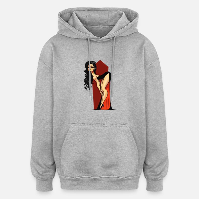 Vampire Pin-up - Sweat à capuche oversize unisexe - gris chiné