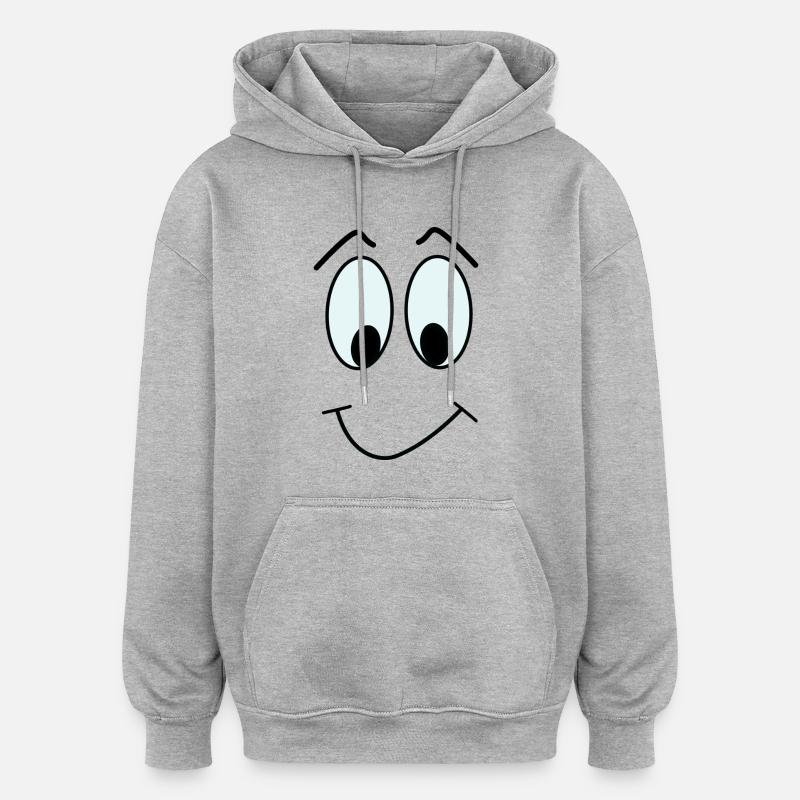 COMIC GESICHT 3 - Oversized Unisex Hoodie - Grau meliert