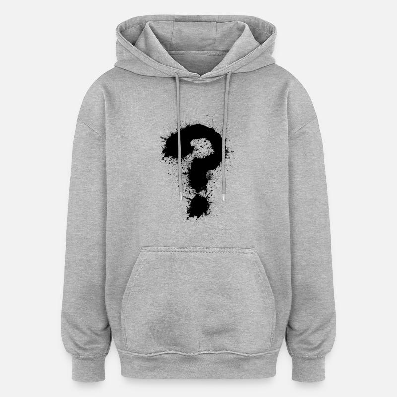 Point d'interrogation - Sweat à capuche oversize unisexe - gris chiné