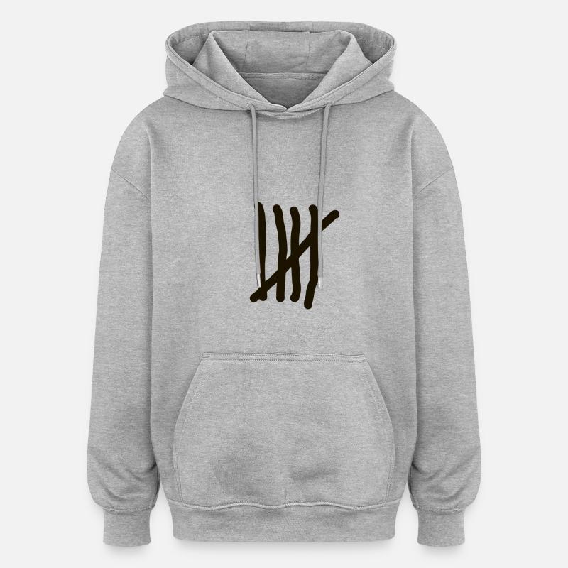 cinq - Sweat à capuche oversize unisexe - gris chiné