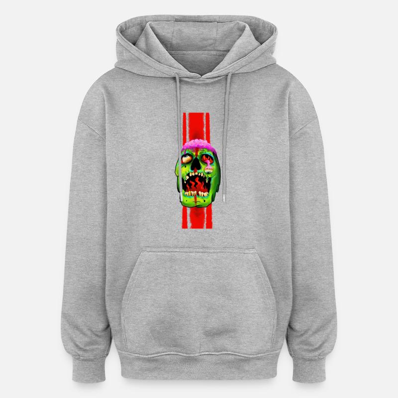 crâne - Sweat à capuche oversize unisexe - gris chiné